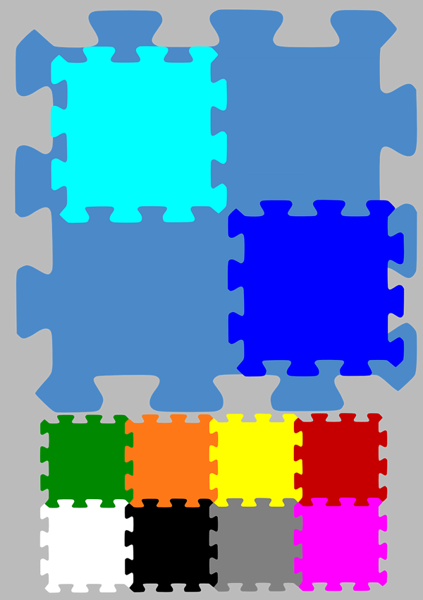 You can mix and match different carpet tiles! Puzzle pieces